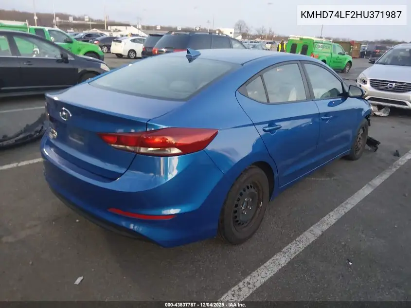 KMHD74LF2HU371987 2017 Hyundai Elantra Se