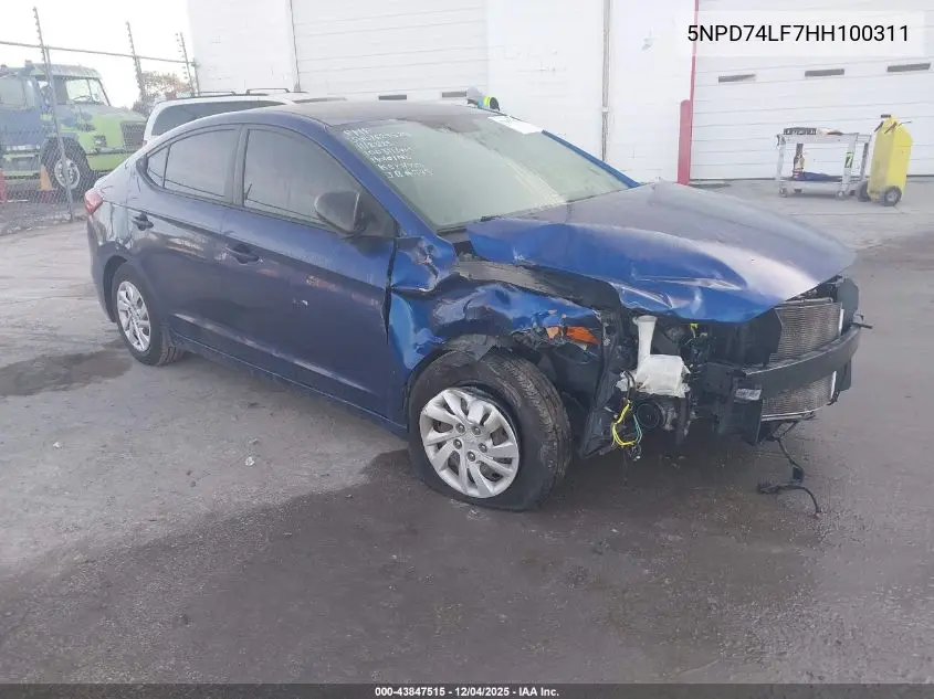 5NPD74LF7HH100311 2017 Hyundai Elantra Se