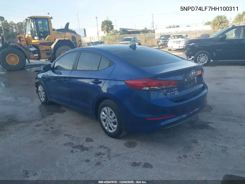 5NPD74LF7HH100311 2017 Hyundai Elantra Se