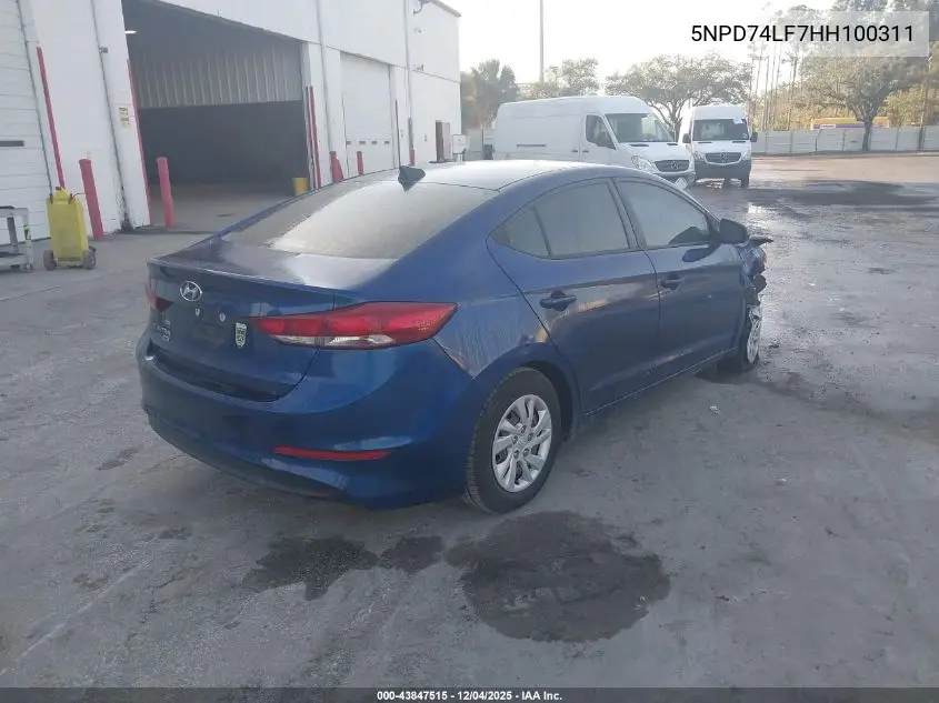 5NPD74LF7HH100311 2017 Hyundai Elantra Se