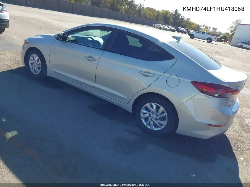 KMHD74LF1HU418068 2017 Hyundai Elantra Se