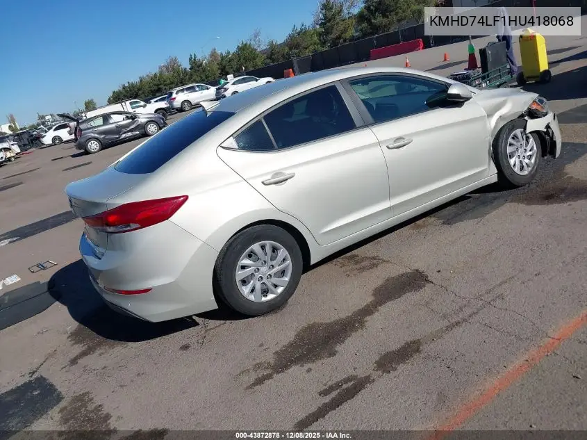 KMHD74LF1HU418068 2017 Hyundai Elantra Se