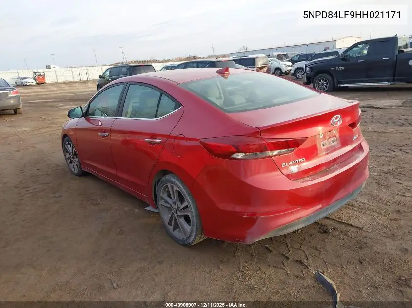5NPD84LF9HH021171 2017 Hyundai Elantra Limited