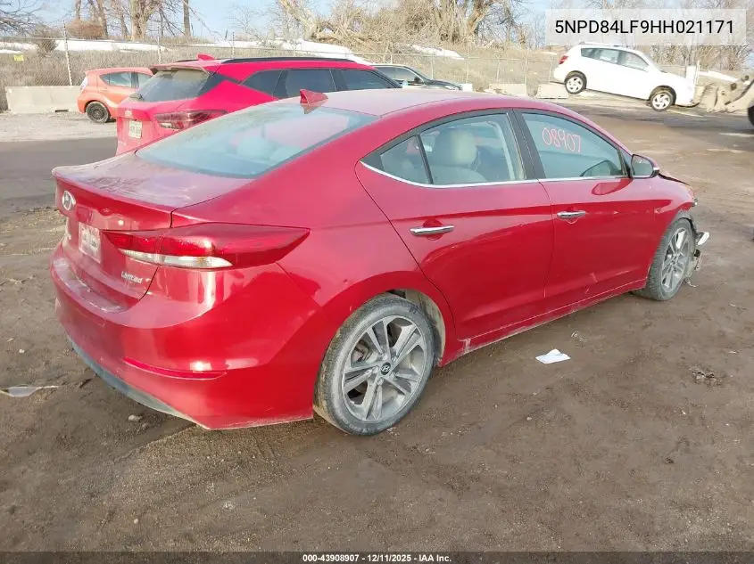 5NPD84LF9HH021171 2017 Hyundai Elantra Limited