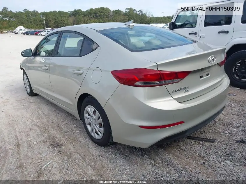 5NPD74LF0HH150399 2017 Hyundai Elantra Se