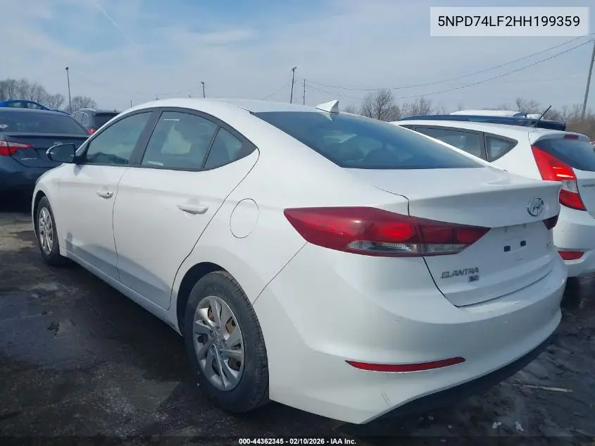 5NPD74LF2HH199359 2017 Hyundai Elantra Se