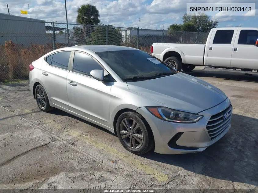 5NPD84LF3HH003443 2017 Hyundai Elantra Se