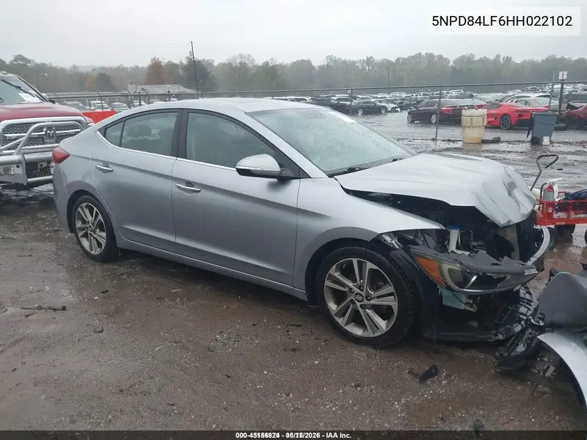 5NPD84LF6HH022102 2017 Hyundai Elantra Limited