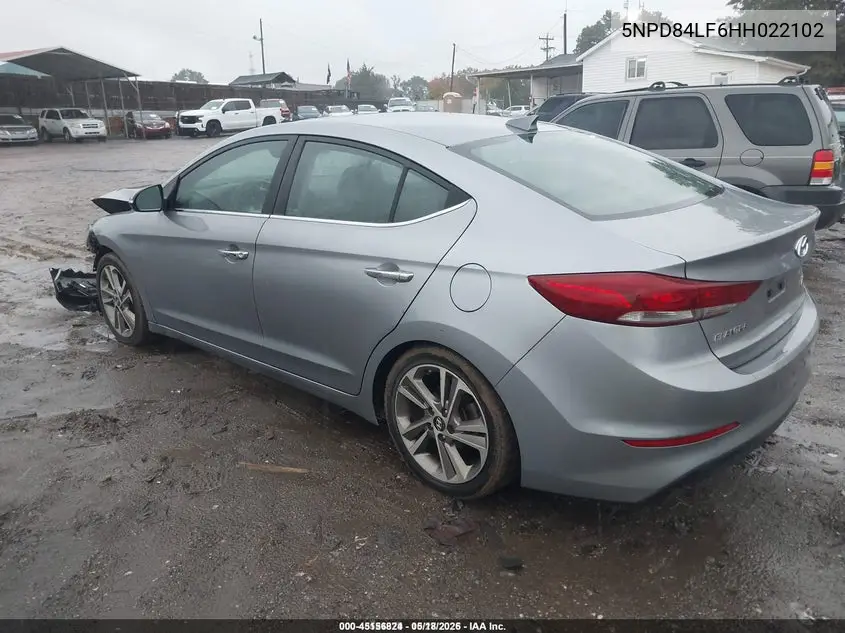 5NPD84LF6HH022102 2017 Hyundai Elantra Limited