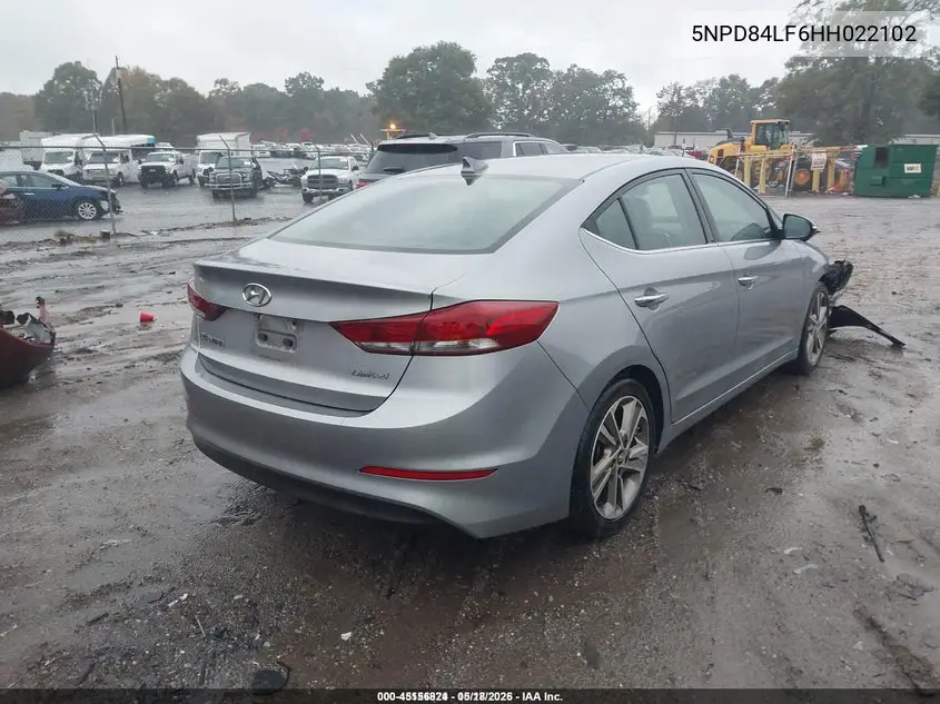 5NPD84LF6HH022102 2017 Hyundai Elantra Limited