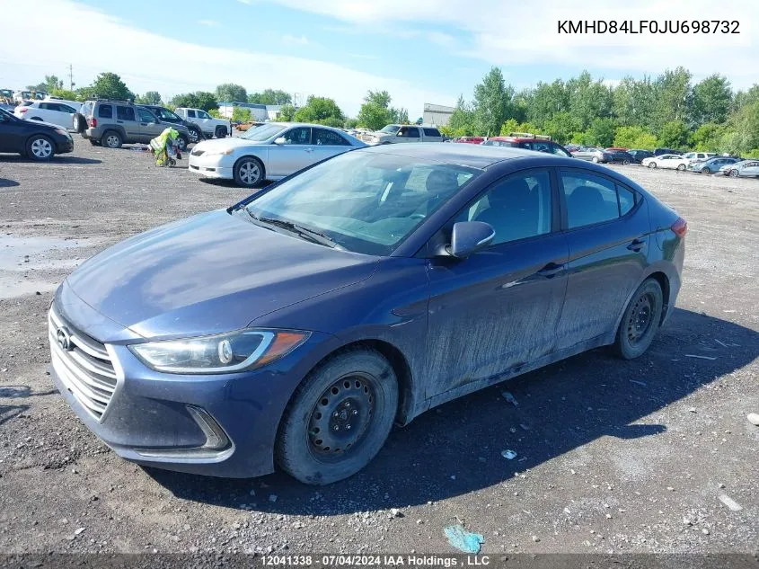 2018 Hyundai Elantra VIN: KMHD84LF0JU698732 Lot: 12041338