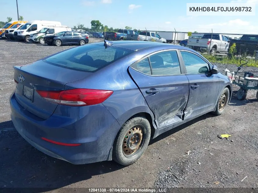 2018 Hyundai Elantra VIN: KMHD84LF0JU698732 Lot: 12041338