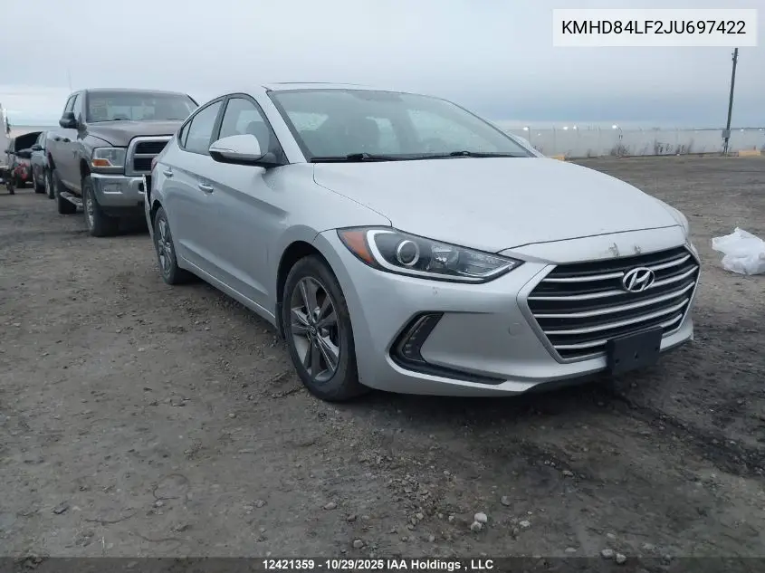 KMHD84LF2JU697422 2018 Hyundai Elantra Gl Se