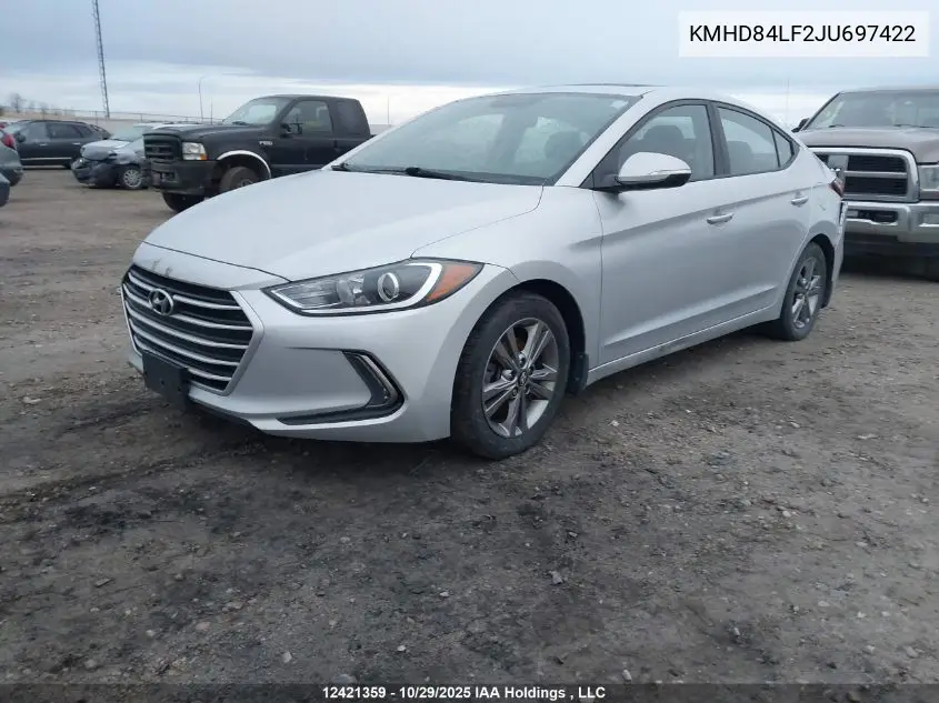 KMHD84LF2JU697422 2018 Hyundai Elantra Gl Se