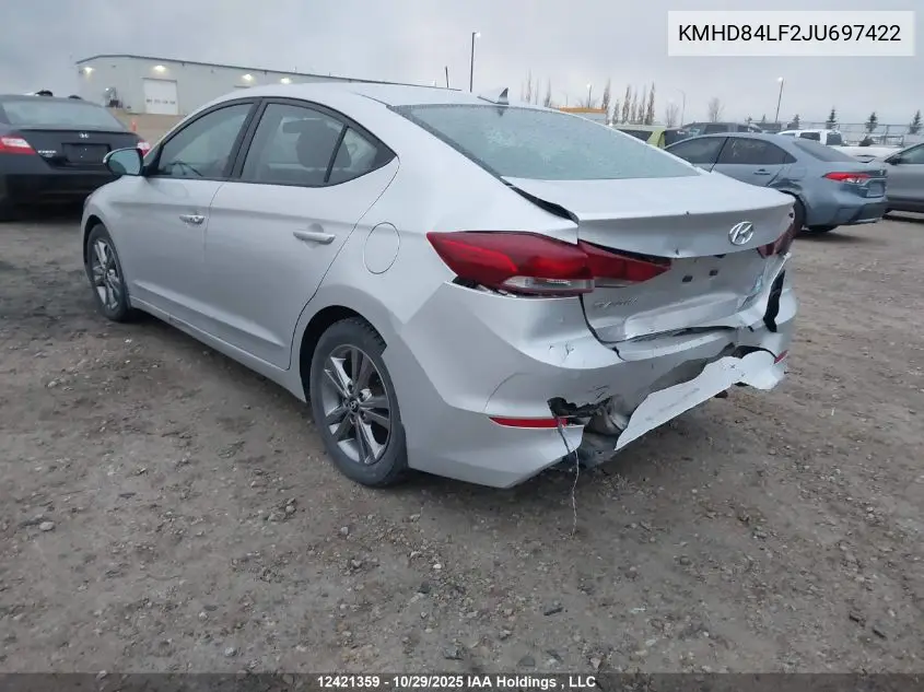 KMHD84LF2JU697422 2018 Hyundai Elantra Gl Se