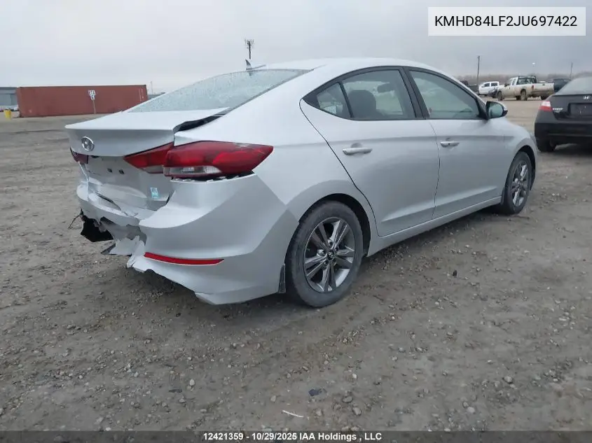 KMHD84LF2JU697422 2018 Hyundai Elantra Gl Se
