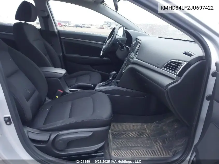 KMHD84LF2JU697422 2018 Hyundai Elantra Gl Se
