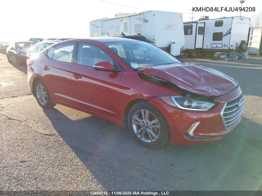 KMHD84LF4JU494208 2018 Hyundai Elantra Sel/Value/Limited