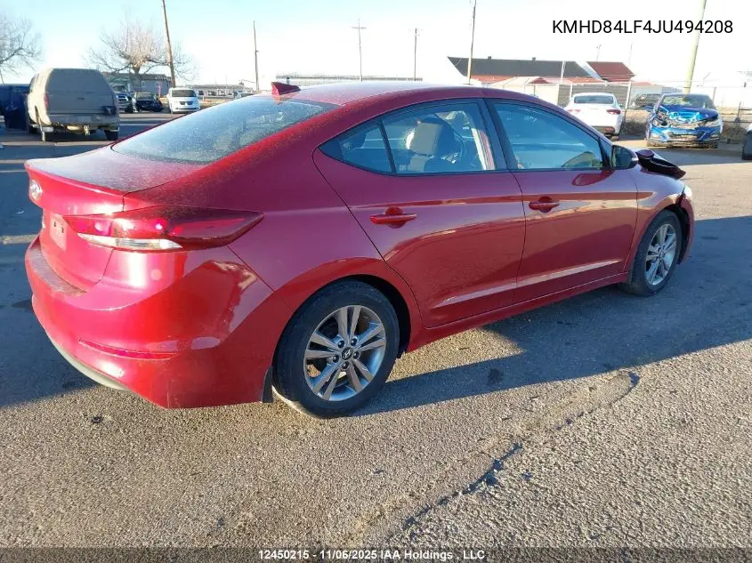 KMHD84LF4JU494208 2018 Hyundai Elantra Sel/Value/Limited