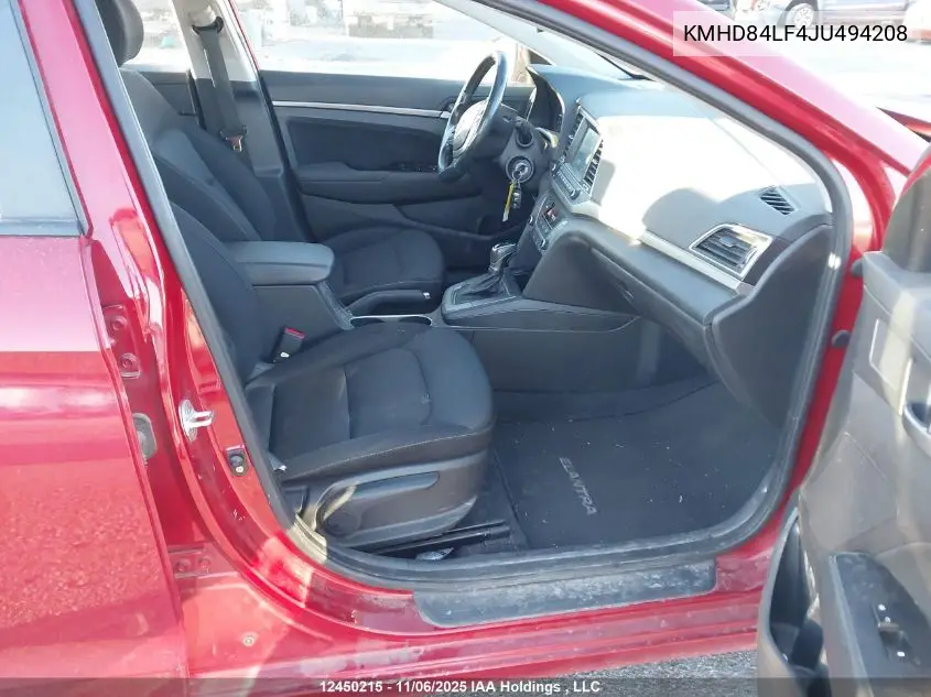 KMHD84LF4JU494208 2018 Hyundai Elantra Sel/Value/Limited