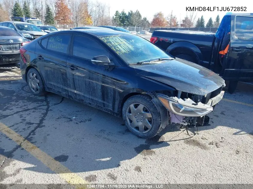 KMHD84LF1JU672852 2018 Hyundai Elantra Gl Se