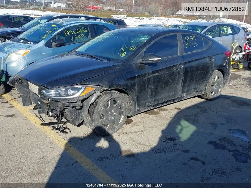 KMHD84LF1JU672852 2018 Hyundai Elantra Gl Se