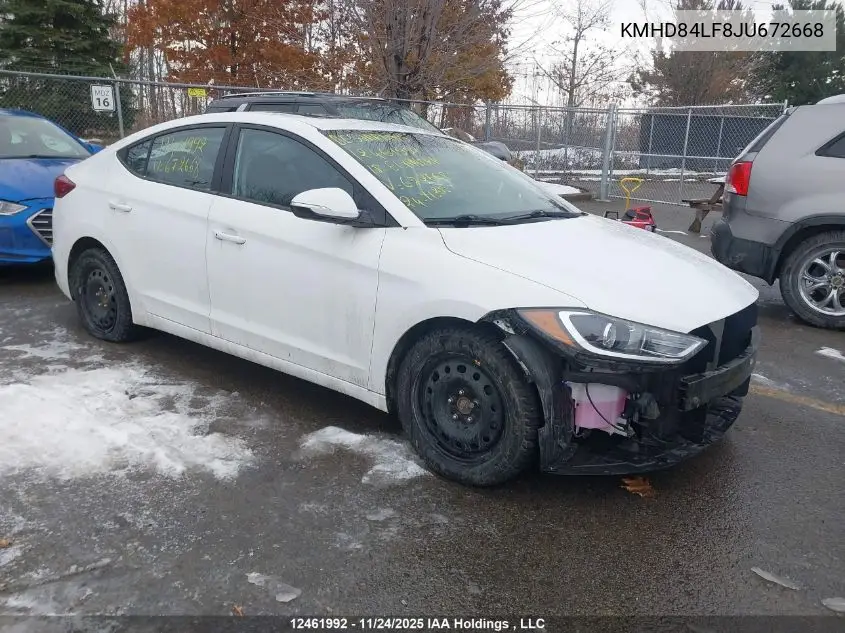 KMHD84LF8JU672668 2018 Hyundai Elantra Sel/Value/Limited