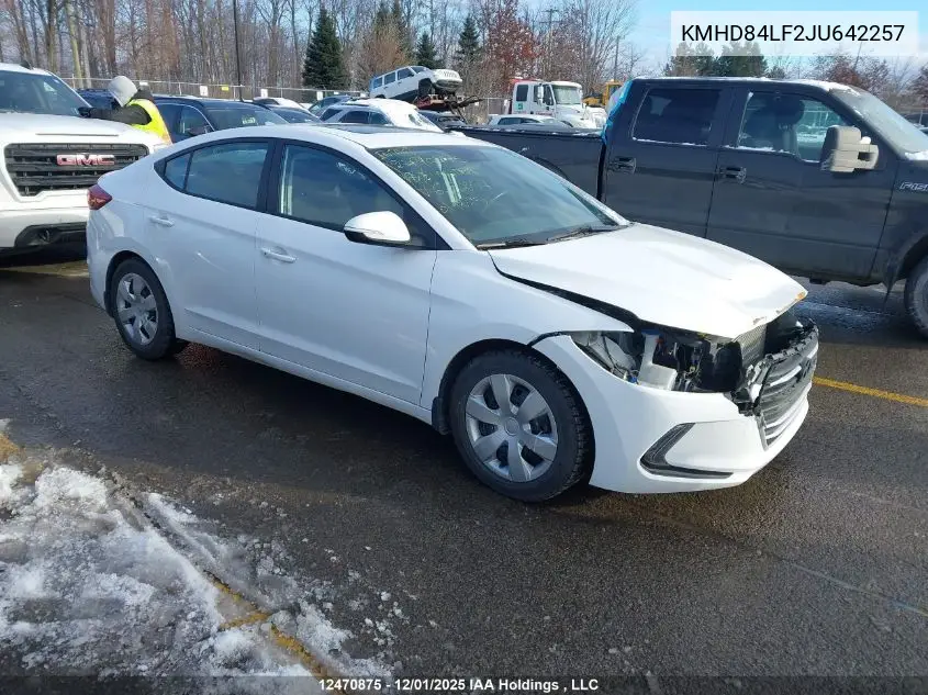 KMHD84LF2JU642257 2018 Hyundai Elantra