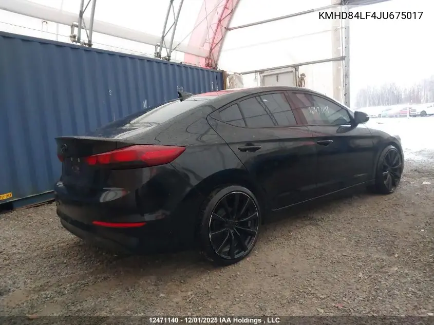 KMHD84LF4JU675017 2018 Hyundai Elantra Gl Se