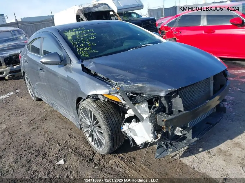 KMHD04LBXJU514224 2018 Hyundai Elantra Sport