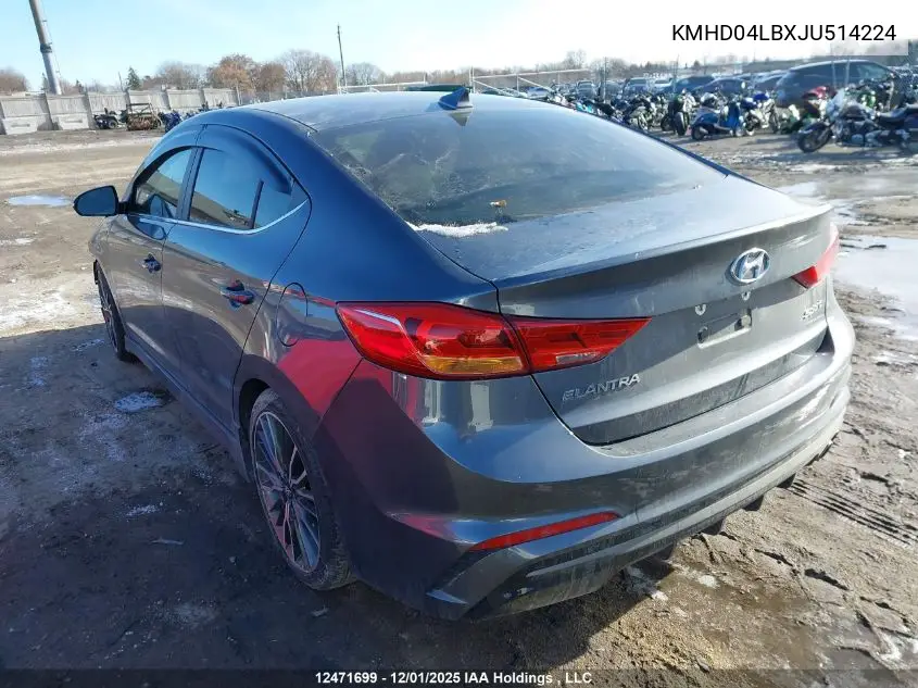 KMHD04LBXJU514224 2018 Hyundai Elantra Sport