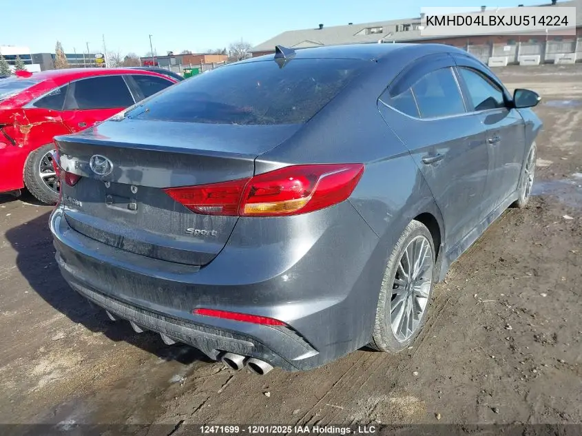 KMHD04LBXJU514224 2018 Hyundai Elantra Sport