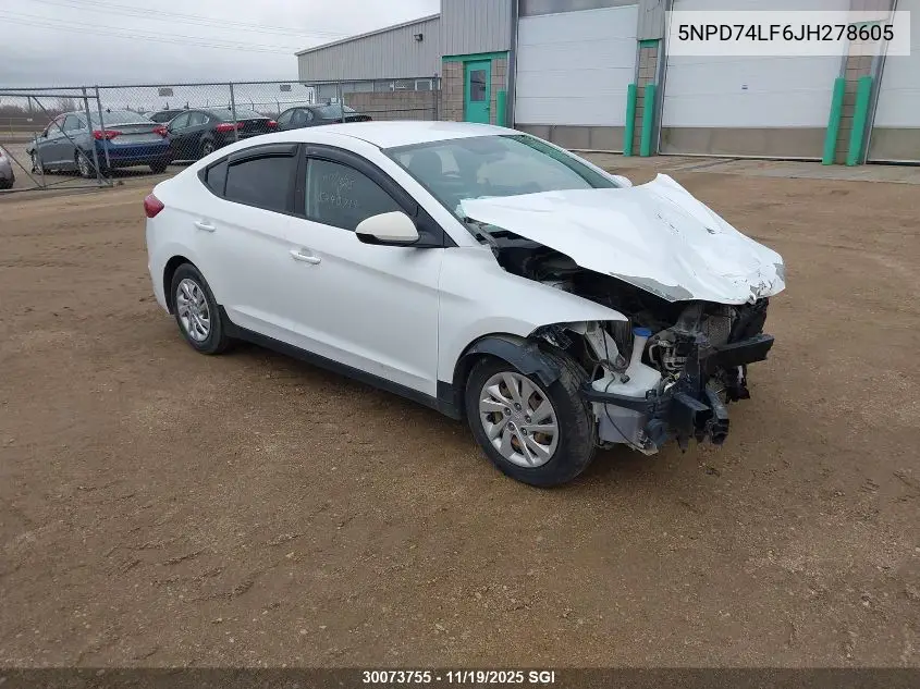 5NPD74LF6JH278605 2018 Hyundai Elantra Se