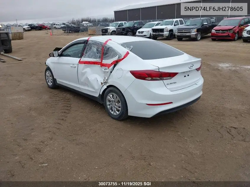 5NPD74LF6JH278605 2018 Hyundai Elantra Se