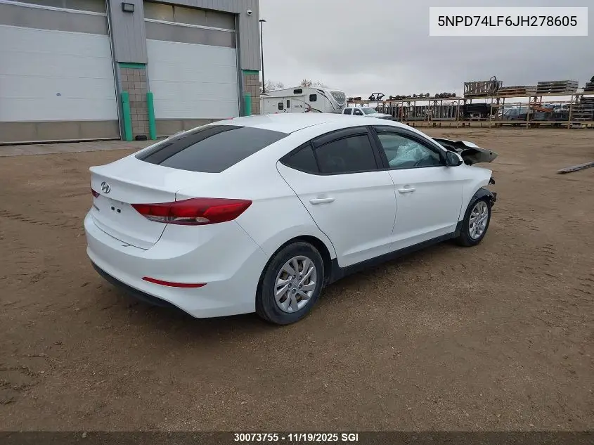 5NPD74LF6JH278605 2018 Hyundai Elantra Se