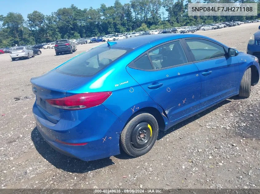 2018 Hyundai Elantra Sel/Value/Limited VIN: 5NPD84LF7JH271188 Lot: 40249635