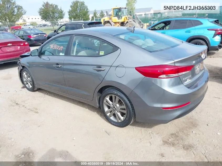 2018 Hyundai Elantra Sel VIN: 5NPD84LF2JH365303 Lot: 40380019