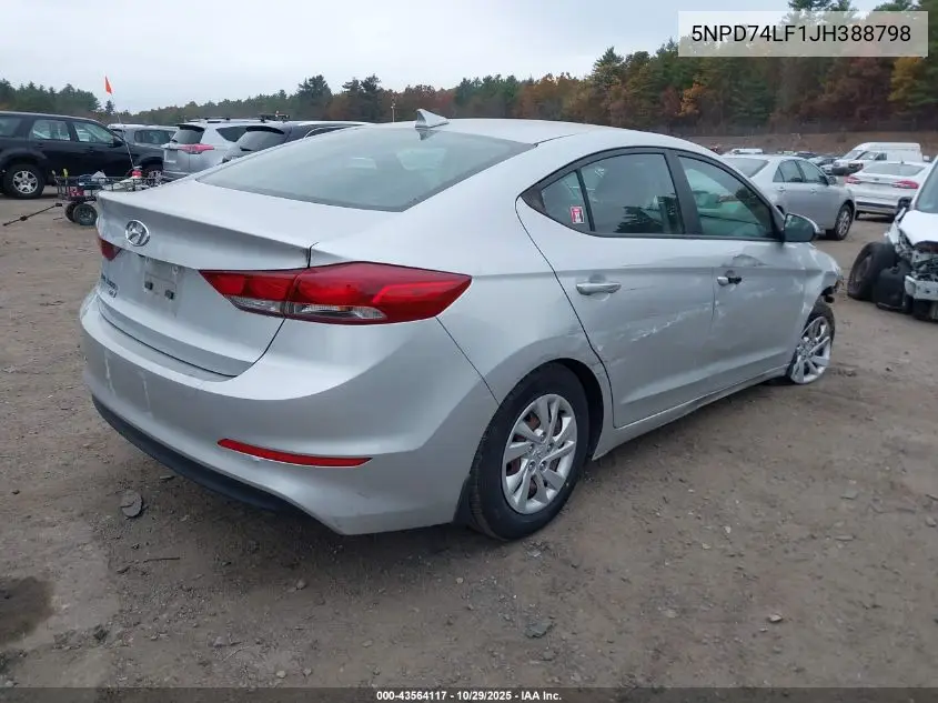 5NPD74LF1JH388798 2018 Hyundai Elantra Se