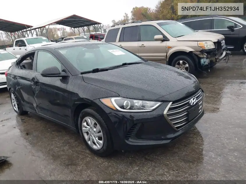 5NPD74LF1JH352934 2018 Hyundai Elantra Se