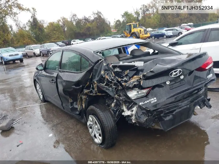 5NPD74LF1JH352934 2018 Hyundai Elantra Se