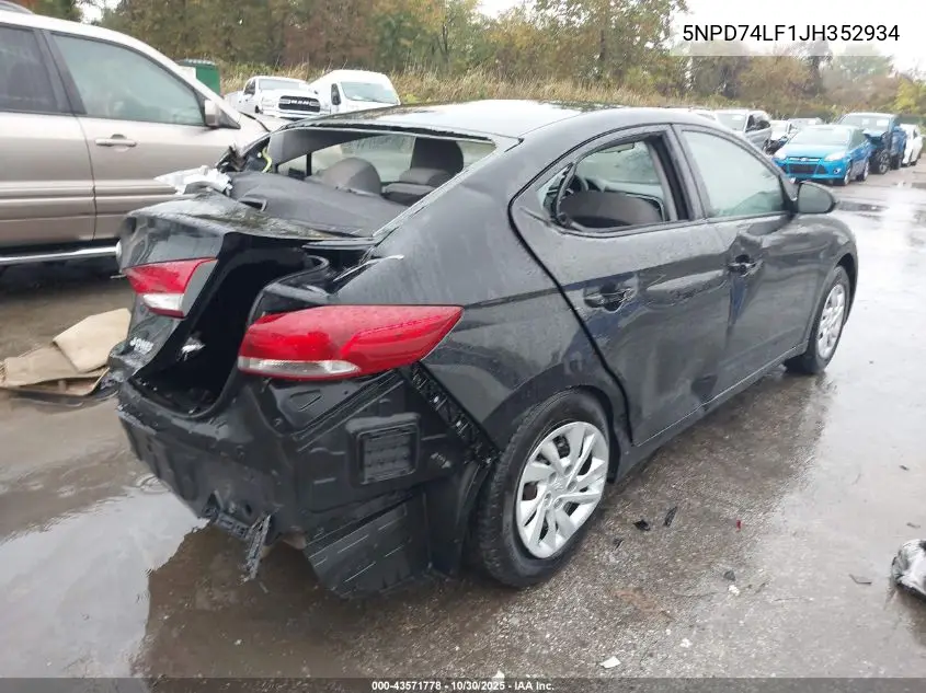 5NPD74LF1JH352934 2018 Hyundai Elantra Se