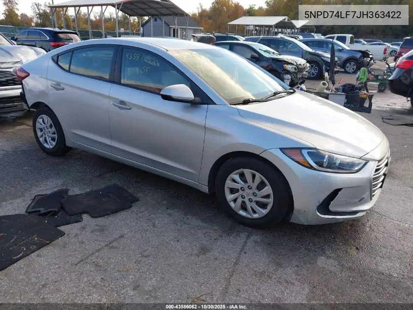 5NPD74LF7JH363422 2018 Hyundai Elantra Se
