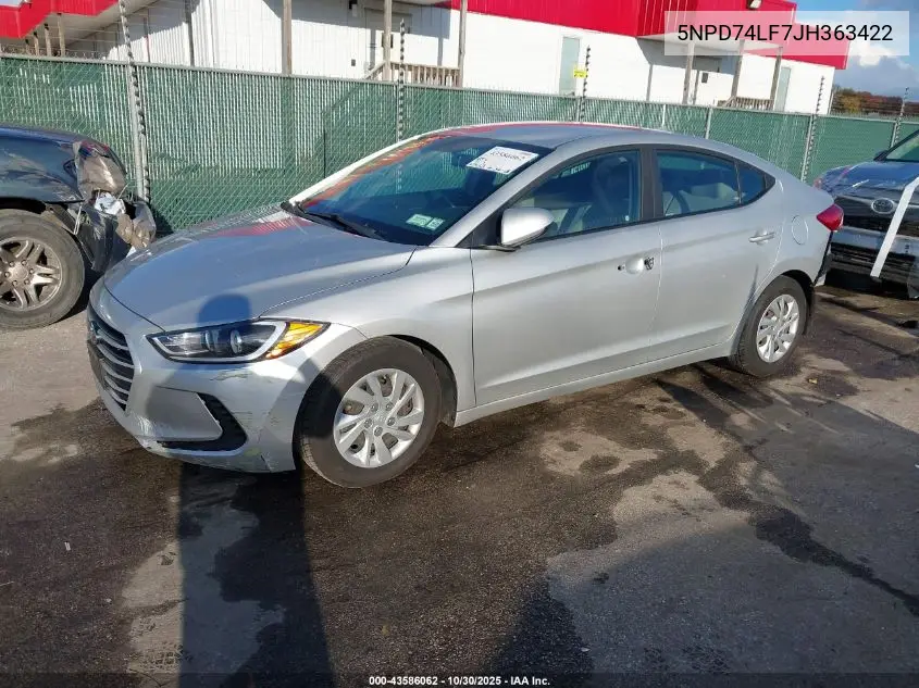 5NPD74LF7JH363422 2018 Hyundai Elantra Se