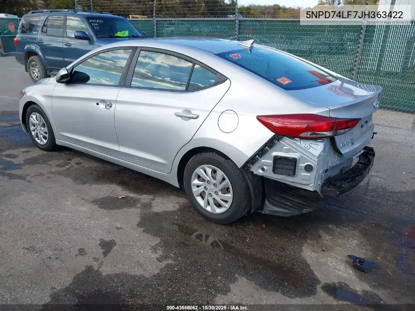 5NPD74LF7JH363422 2018 Hyundai Elantra Se