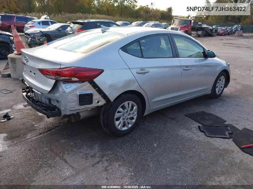 5NPD74LF7JH363422 2018 Hyundai Elantra Se