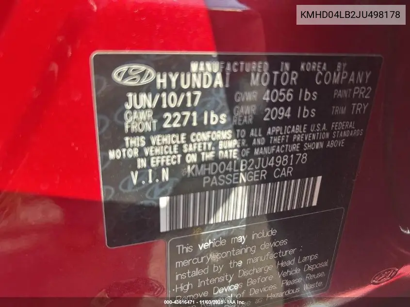 KMHD04LB2JU498178 2018 Hyundai Elantra Sport