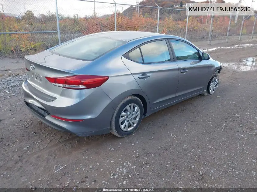 KMHD74LF9JU565230 2018 Hyundai Elantra Se