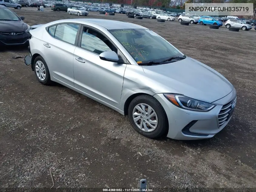 5NPD74LF0JH335719 2018 Hyundai Elantra Se