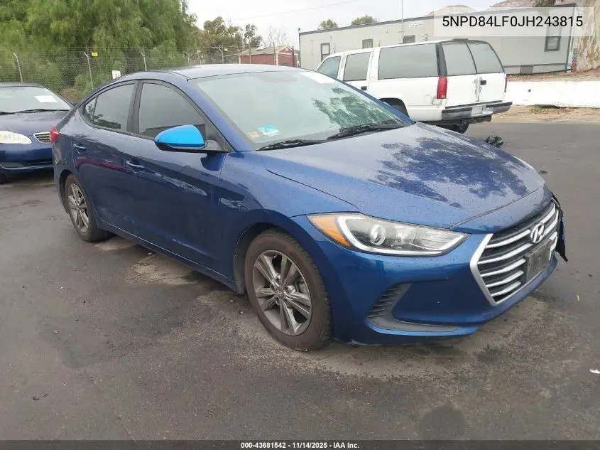 5NPD84LF0JH243815 2018 Hyundai Elantra Sel