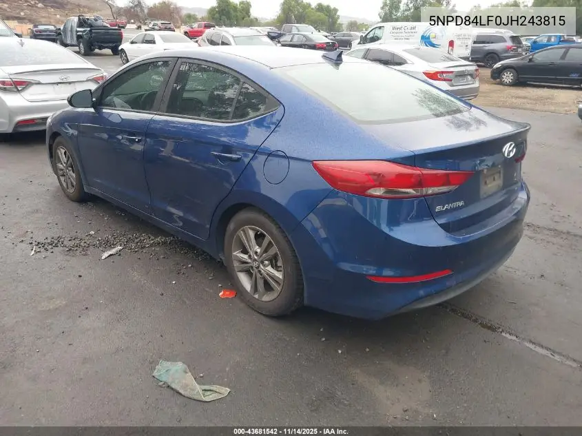 5NPD84LF0JH243815 2018 Hyundai Elantra Sel